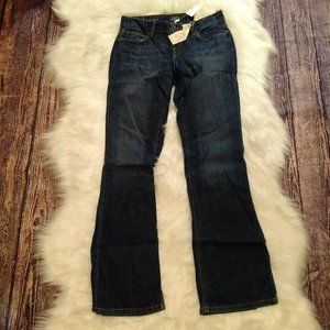 Ann Taylor Loft Curvy Boot Dark Wash Denim Low Rise Bootcut Jeans Womens 27/4